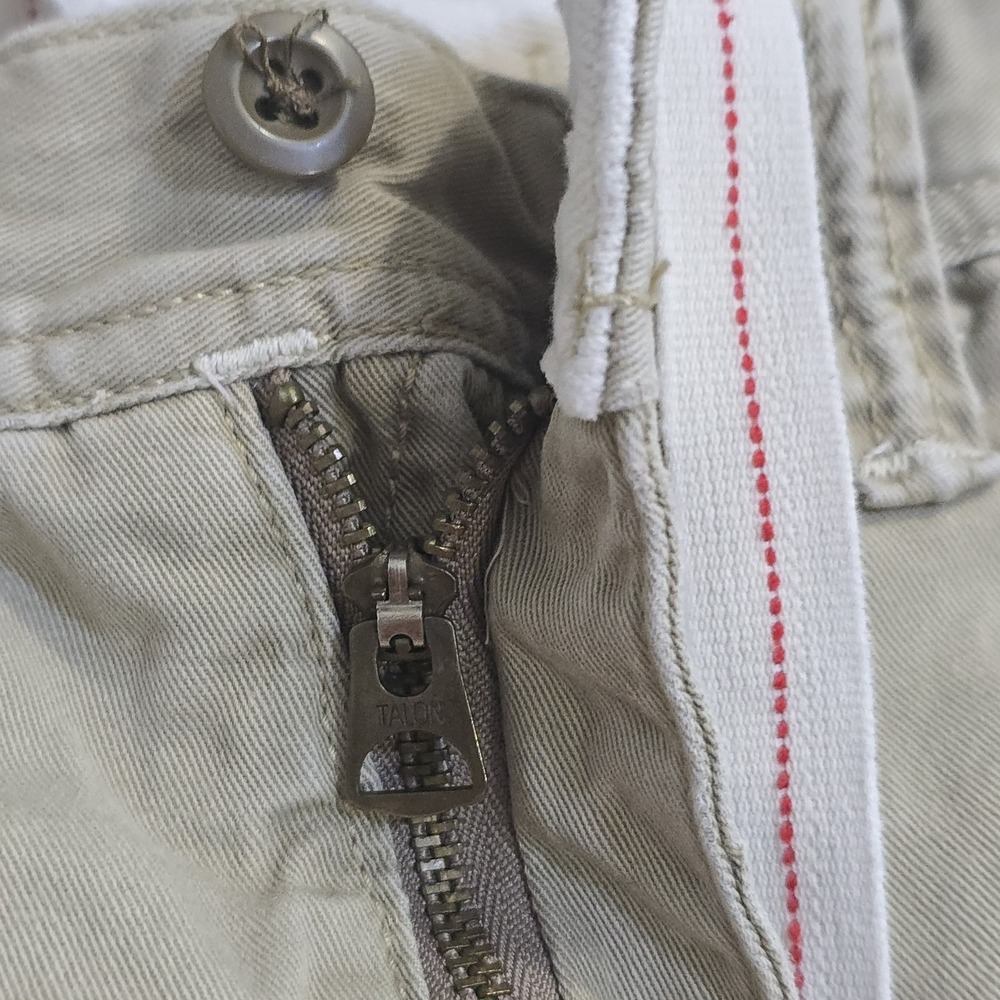 VTG Polo Ralph Lauren Bermuda Chino Shorts Drawstring Talon Zip Flap Pockets 35 - Picture 4 of 14